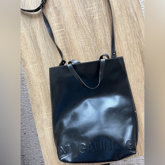Ganni medium leather tote bag - Picture 3 of 6